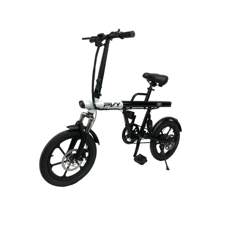 PVY S2 Electric Bike - 250W Motor 36V7.5AH Battery 60KM Range In PAS Mode Mechanical Disc Brakes - Black White