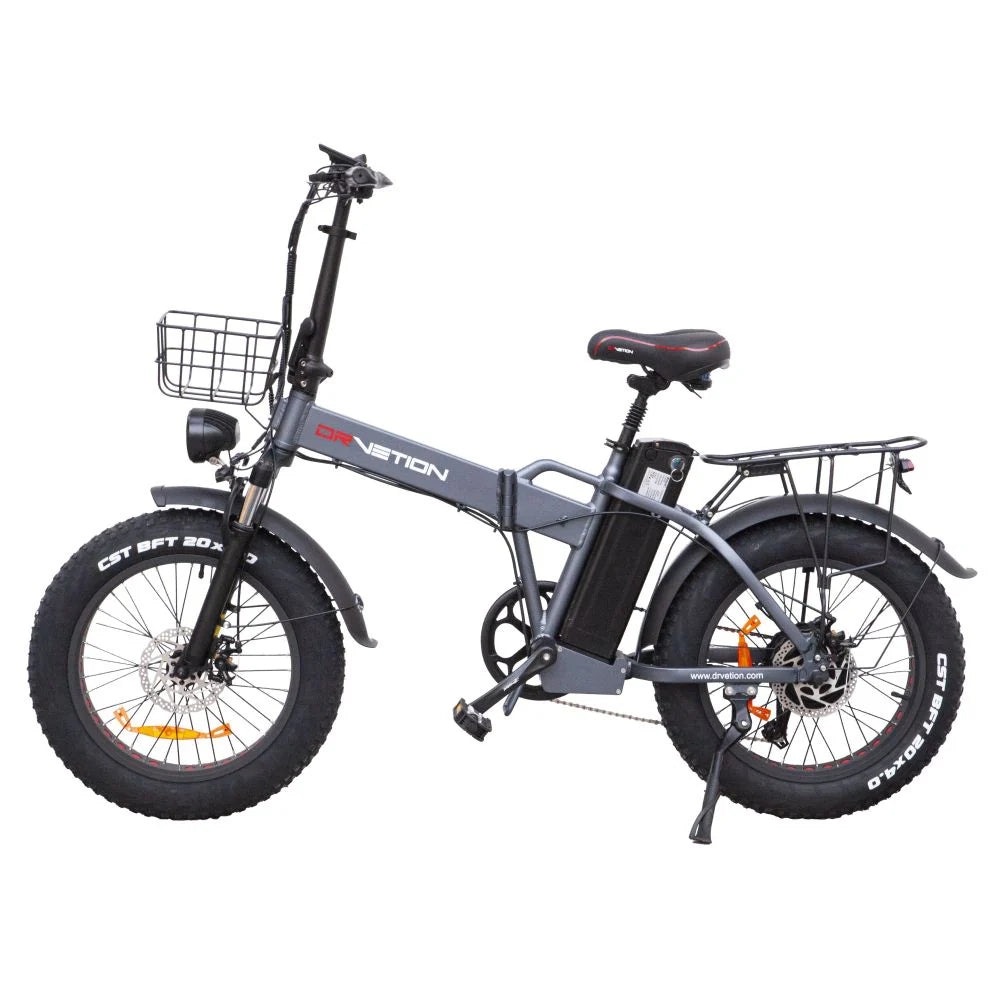 DrveTion AT20 Electric Bike - 20*4.0 Inch Tires 750W Motor 48V15Ah Battery 50-70KM Range - Black Grey