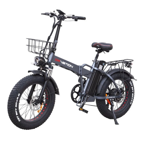 DrveTion AT20 Electric Bike - 20*4.0 Inch Tires 750W Motor 48V10Ah Battery 35-45KM Range - Black Grey