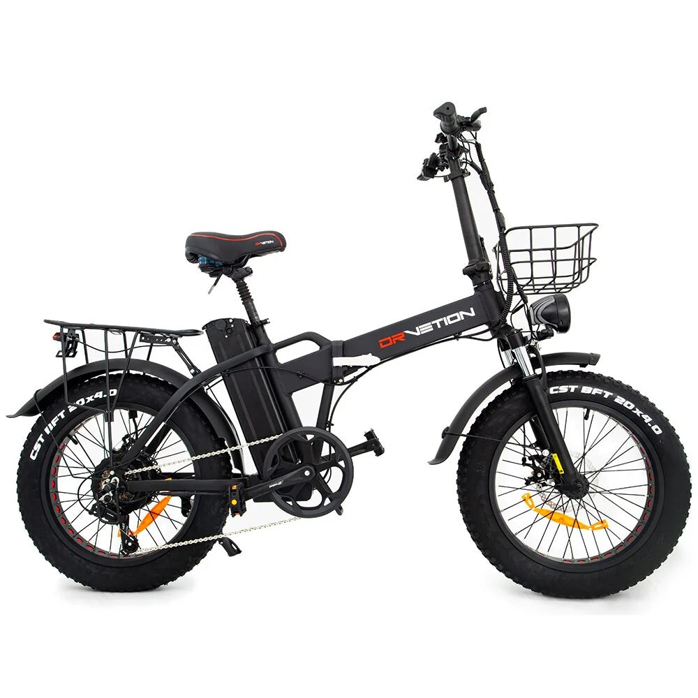 DrveTion AT20 Electric Bike - 20*4.0 Inch Tires 750W Motor 48V15Ah Battery 50-70KM Range - Matte Black