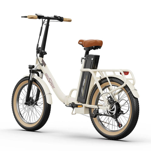 ONESPORT OT16-2 Electric Bike - 250W Motor 48V17Ah Battery 20-Inch Tires 60KM Range Disc Brakes Off-White