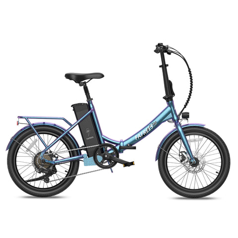 FAFREES F20 Lasting Electric Bike - 250W Motor 36V18.2Ah Battery 120KM PAS Mode Range Mechanical Brakes Blue-Green