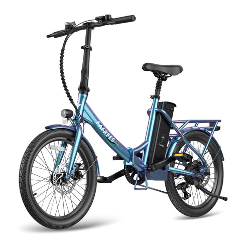 FAFREES F20 Lasting Electric Bike - 250W Motor 36V18.2Ah Battery 120KM PAS Mode Range Mechanical Brakes Blue-Green