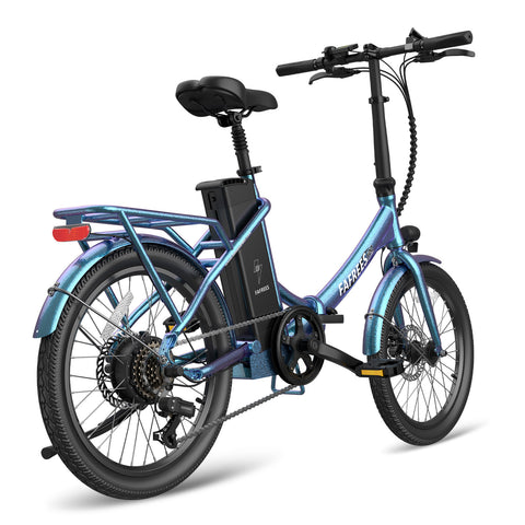 FAFREES F20 Lasting Electric Bike - 250W Motor 36V18.2Ah Battery 120KM PAS Mode Range Mechanical Brakes Blue-Green