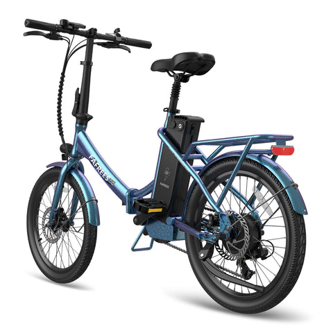 FAFREES F20 Lasting Electric Bike - 250W Motor 36V18.2Ah Battery 120KM PAS Mode Range Mechanical Brakes Blue-Green