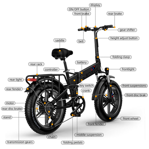 ENGWE ENGINE X - 250W Motor, 624WH Battery, 60KM Range, Disc Brakes, Black