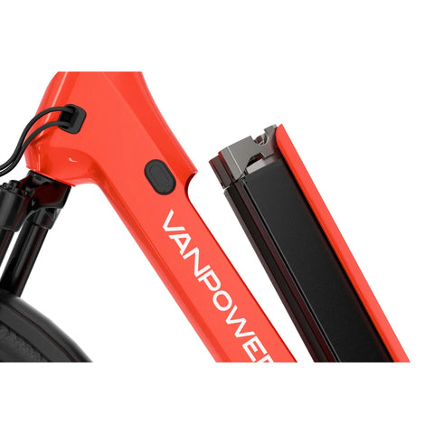 Electric Bike Vanpowers Urbangide Ultra S - 500W Motor 48V14.4AH Battery 110KM Pedal-Assist Mode Range Hydraulic Disc Brakes - Lava Red