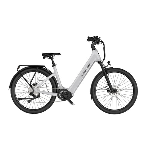 Electric Bike Vanpowers Urbangide Ultra S - 500W Motor 48V14.4AH Battery 110KM Pedal-Assist Mode Range Hydraulic Disc Brakes - Pearl White