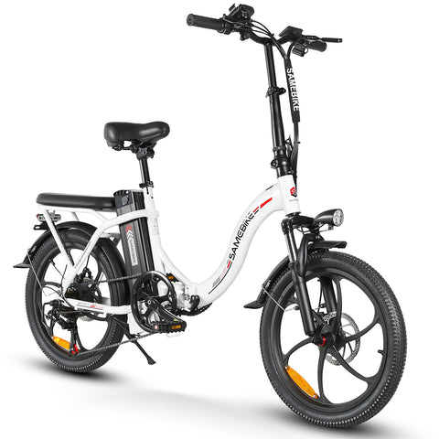 SAMEBIKE CY20-IT Electric Bike - 350W Motor 36V13AH Battery 35KM Range Mechanical Disc Brakes - White