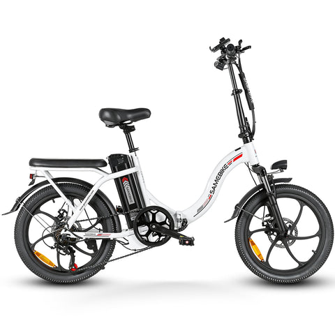 SAMEBIKE CY20-IT Electric Bike - 350W Motor 36V13AH Battery 35KM Range Mechanical Disc Brakes - White