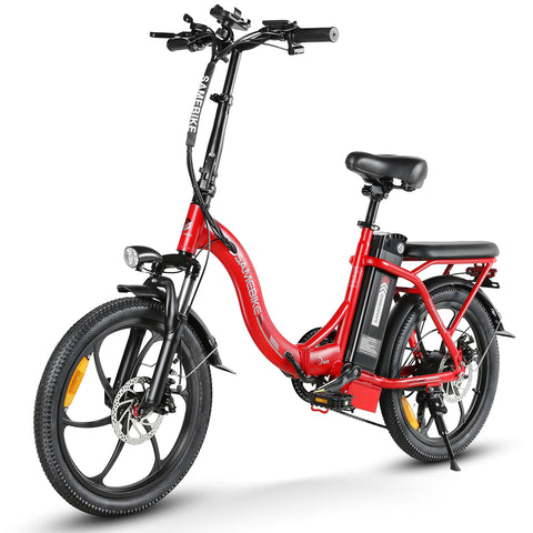 SAMEBIKE CY20-IT Electric Bike - 350W Motor 36V13AH Battery 35KM Range Mechanical Disc Brakes - Red