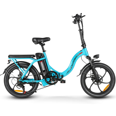 SAMEBIKE CY20-IT Electric Bike - 350W Motor 36V13AH Battery 35KM Range Mechanical Disc Brakes - Lake Blue