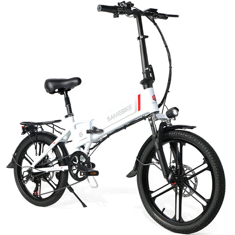 SAMEBIKE 20LVXD30-II Electric Bike - 350W Motor 48V10AH Battery 40KM Range Mechanical Disc Brakes - White