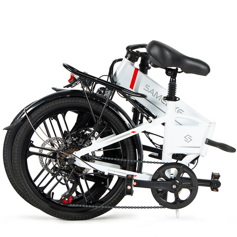 SAMEBIKE 20LVXD30-II Electric Bike - 350W Motor 48V10AH Battery 40KM Range Mechanical Disc Brakes - White