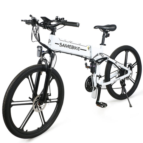 SAMEBIKE LO26-II-IT Electric Bike - 500W Motor 48V10AH Battery 40KM Range Mechanical Disc Brakes - White