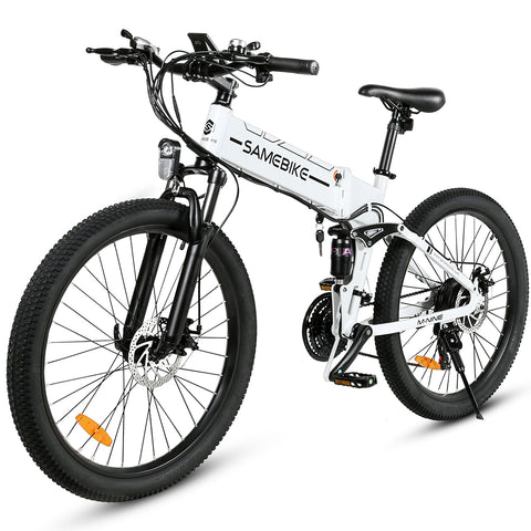 SAMEBIKE LO26-II-FT Electric Bike - 500W Motor 48V12.5AH Battery 45KM Range Mechanical Disc Brakes - White