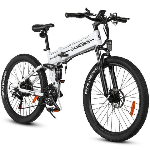 SAMEBIKE LO26-II-FT Electric Bike - 500W Motor 48V12.5AH Battery 45KM Range Mechanical Disc Brakes - White