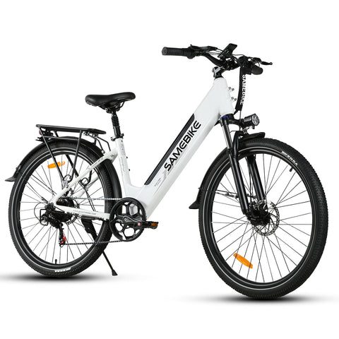 SAMEBIKE RS-A01 Pro Electric Bike - 350W Motor 36V15AH Battery 40KM Range Mechanical Disc Brakes - White
