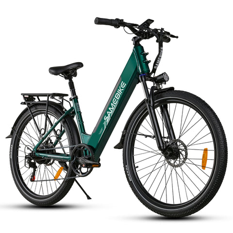 SAMEBIKE RS-A01 Pro Electric Bike - 350W Motor 36V15AH Battery 40KM Range Mechanical Disc Brakes - Green