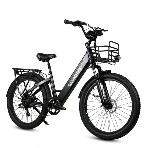 SAMEBIKE RS-A01 Electric Bike - 500W Motor 48V14AH Battery  50KM Range Mechanical Disc Brakes - Black