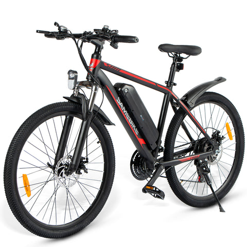 SAMEBIKE SY26 FT Electric Bike - 350W Motor 36V10AH Battery 35KM Range Mechanical Disc Brakes - Black