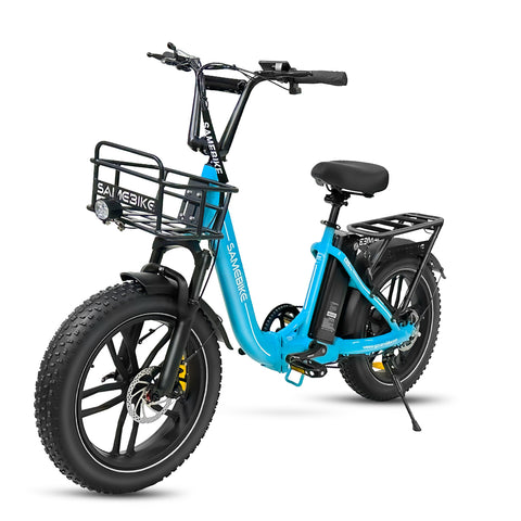 SAMEBIKE C05 Pro Electric Bike - 350W Motor 36V13Ah Battery 35KM Range Mechanical Disc Brakes - Lake Blue