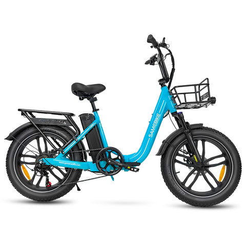 SAMEBIKE C05 Pro Electric Bike - 350W Motor 36V13Ah Battery 35KM Range Mechanical Disc Brakes - Lake Blue