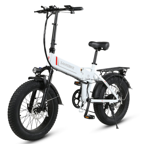 SAMEBIKE LOTDM200-II Electric Bike - 500W Motor 48V13AH Battery 40KM Range Mechanical Disc Brakes - White