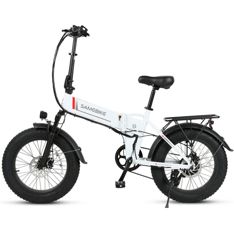 SAMEBIKE LOTDM200-II Electric Bike - 500W Motor 48V13AH Battery 40KM Range Mechanical Disc Brakes - White