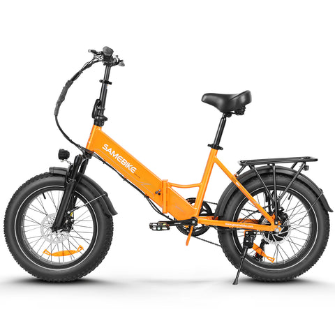 SAMEBIKE LOTDM200-II Electric Bike - 500W Motor 48V13AH Battery 40KM Range Mechanical Disc Brakes - Orange