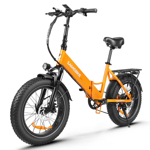 SAMEBIKE LOTDM200-II Electric Bike - 500W Motor 48V13AH Battery 40KM Range Mechanical Disc Brakes - Orange