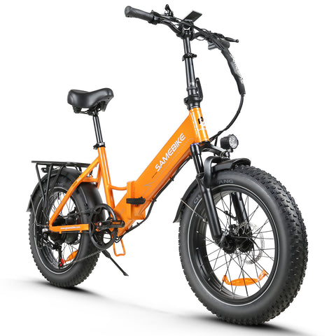 SAMEBIKE LOTDM200-II Electric Bike - 500W Motor 48V13AH Battery 40KM Range Mechanical Disc Brakes - Orange
