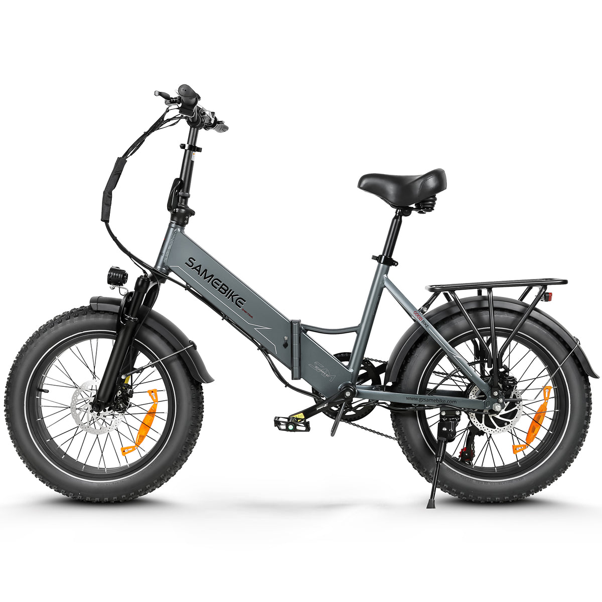 SAMEBIKE LOTDM200-II Electric Bike - 500W Motor 48V13AH Battery 40KM Range Mechanical Disc Brakes - Grey