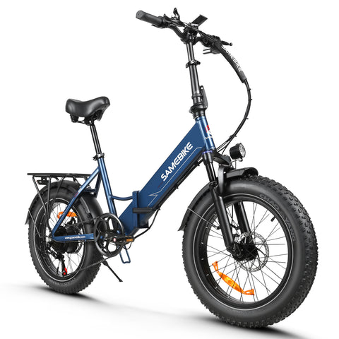 SAMEBIKE LOTDM200-II Electric Bike - 500W Motor 48V13AH Battery 40KM Range Mechanical Disc Brakes - Deep Blue
