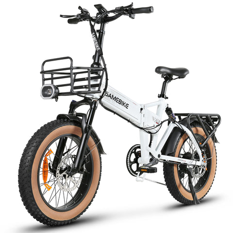 SAMEBIKE XWLX09-II Electric Bike - 1000W Motor 48V15AH Battery 65KM Range Hydraulic Disc Brakes - White