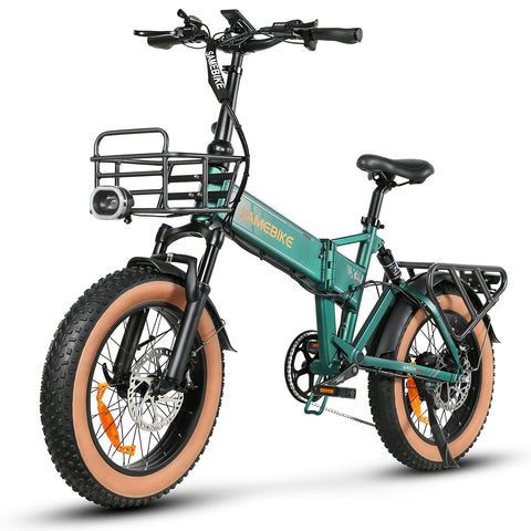 SAMEBIKE XWLX09-II Electric Bike - 1000W Motor 48V15AH Battery 65KM Range Hydraulic Disc Brakes - Green