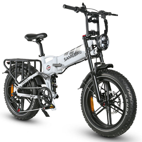 SAMEBIKE RS-A02 Electric Bike - 750W Motor 48V17AH Battery 55KM Range Hydraulic Disc Brakes - White
