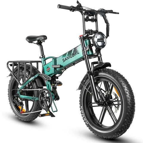 SAMEBIKE RS-A02 Electric Bike - 750W Motor 48V17AH Battery 55KM Range Hydraulic Disc Brakes - Green