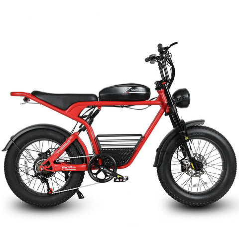 SAMEBIKE M20-I Electric Bike - 1200W Motor 48V18AH Battery 65KM Range Hydraulic Disc Brakes - Red