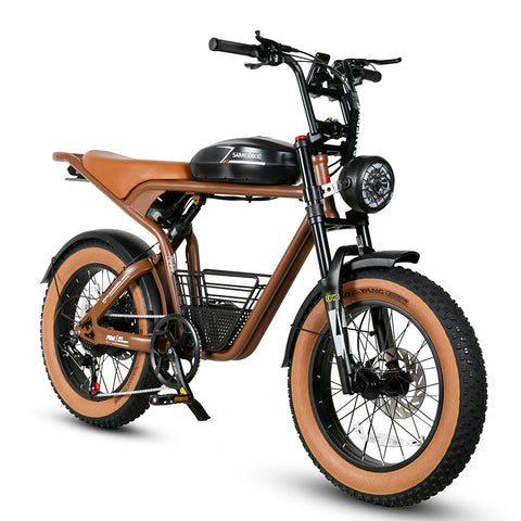 SAMEBIKE M20-I Electric Bike - 1200W Motor 48V18AH Battery 65KM Range Hydraulic Disc Brakes - Yellow