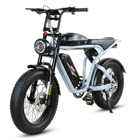 SAMEBIKE M20-II Electric Bike - 1200W Motor 48V18AH*2 Dual Battery 110KM Range Hydraulic Disc Brakes - Silver Grey