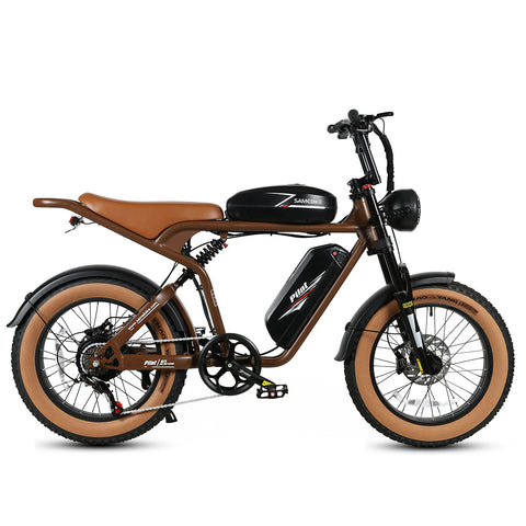 SAMEBIKE M20-II Electric Bike - 1200W Motor 48V18AH*2 Dual Battery 110KM Range Hydraulic Disc Brakes - Brown