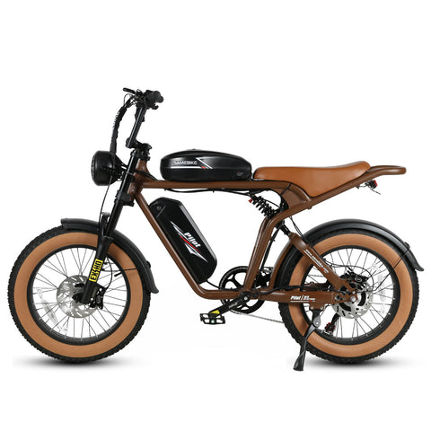 SAMEBIKE M20-II Electric Bike - 1200W Motor 48V18AH*2 Dual Battery 110KM Range Hydraulic Disc Brakes - Brown