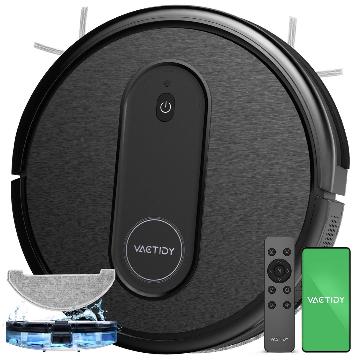 Vactidy T7 Robot Vacuum - 2800Pa Suction 2500mAh Battery 120 min Runtime 68dB Noise 250ML Dustbin - Black