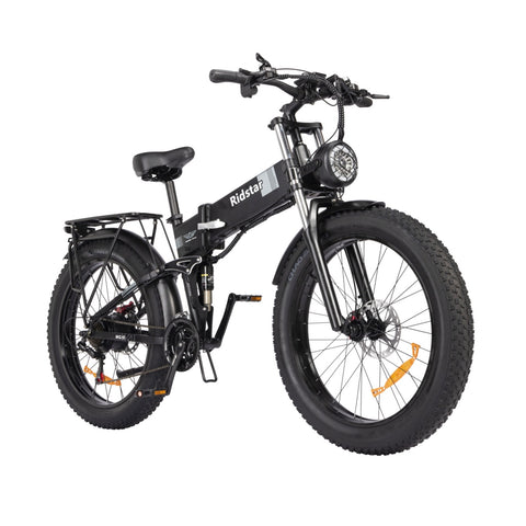 Ridstar H26 Pro Electric Bike - 1000W Motor 48V23Ah Battery 26" Tires Hydraulic Oil Disc Brakes - Black