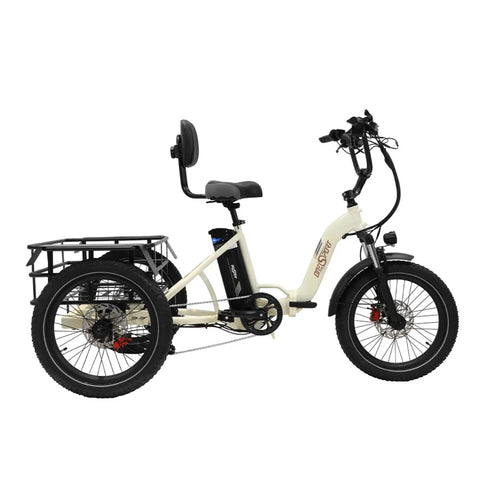 ONESPORT OT30 Three-wheeled Electric Bike - 500W Motor 48V 13AH Battery 20 Inch Tires Hydraulic Brakes - Beige White