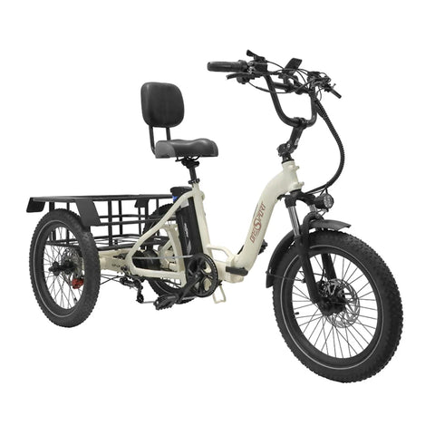 ONESPORT OT30 Three-wheeled Electric Bike - 500W Motor 48V 13AH Battery 20 Inch Tires Hydraulic Brakes - Beige White