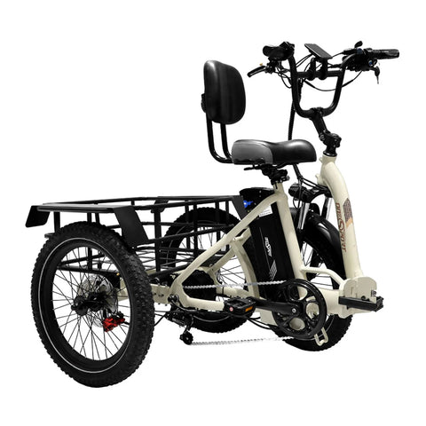 ONESPORT OT30 Three-wheeled Electric Bike - 500W Motor 48V 13AH Battery 20 Inch Tires Hydraulic Brakes - Beige White