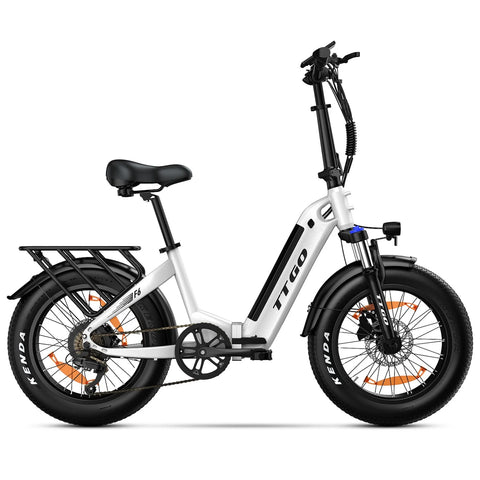 TTGO F6 Electric Bike – 250W Moto 36V25AH Battery 20 Inch Tires  Oil Brakes – White