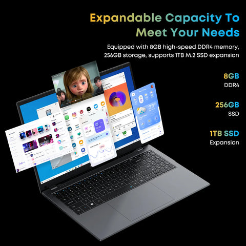 Laptop CHUWI Herobook Plus - Processor Intel CeleronN4020 15.6" Display Windows 11 Home 8GB+256GB 5000mAh Battery - Grey
